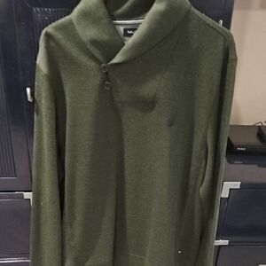Nautica Olive Green Shawl Collar Sweater